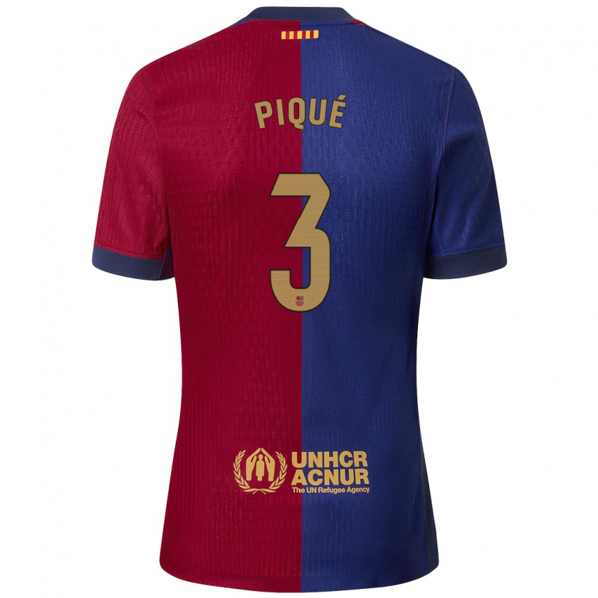 Kandiny Homme Maillot Gerard Pique #3 Bleu Rouge Tenues Domicile 2024/25 T-Shirt