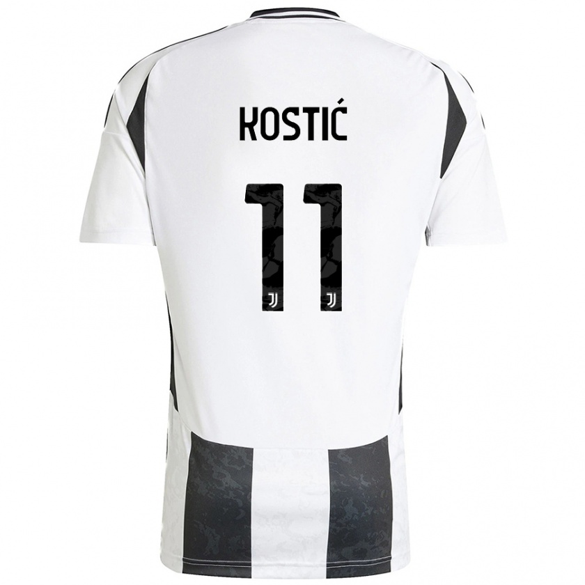 Kandiny Homme Maillot Filip Kostić #11 Blanc Noir Tenues Domicile 2024/25 T-Shirt