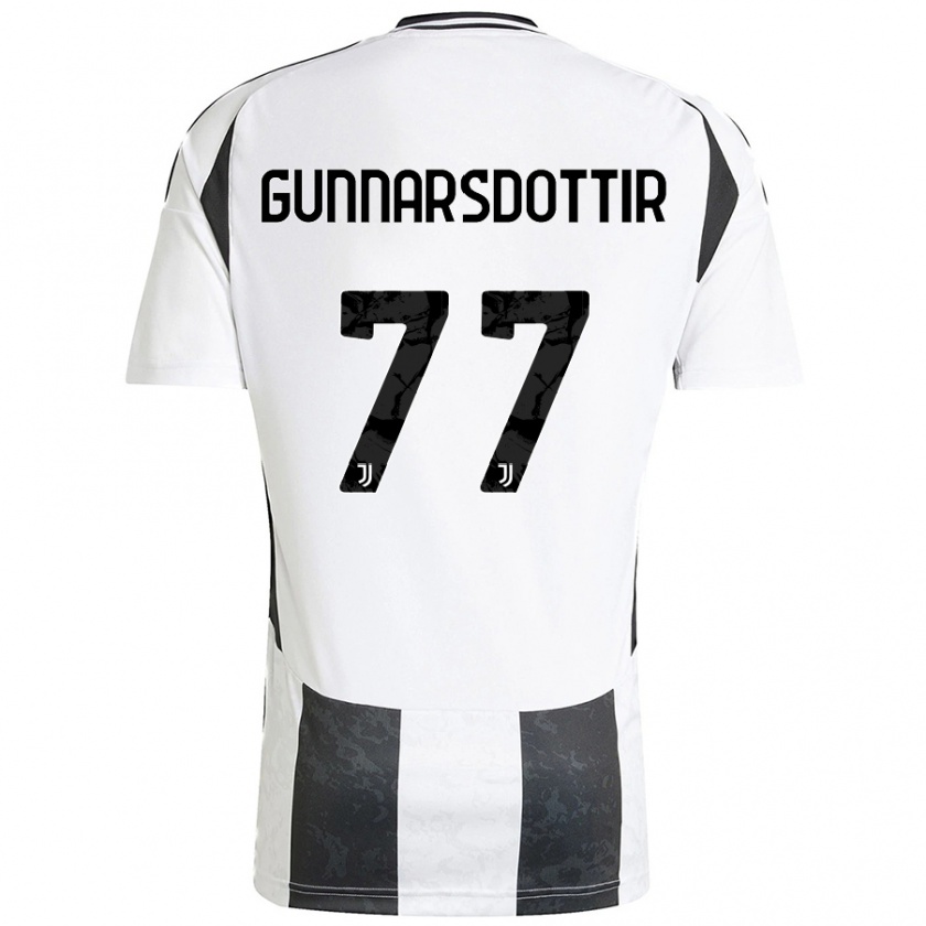 Kandiny Homme Maillot Sara Björk Gunnarsdóttir #77 Blanc Noir Tenues Domicile 2024/25 T-Shirt