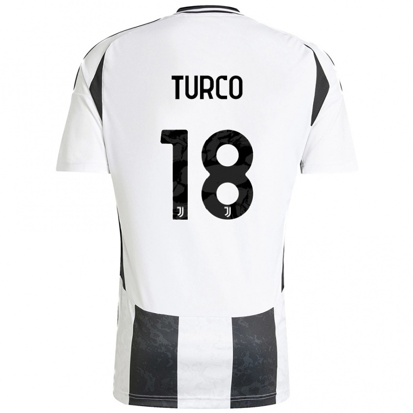 Kandiny Homme Maillot Nicolo Turco #18 Blanc Noir Tenues Domicile 2024/25 T-Shirt