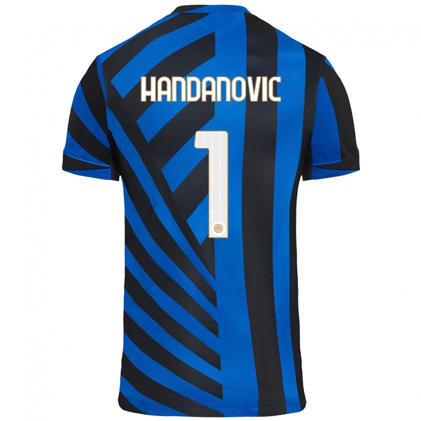 Kandiny Homme Maillot Samir Handanovic #1 Bleu Noir Tenues Domicile 2024/25 T-Shirt