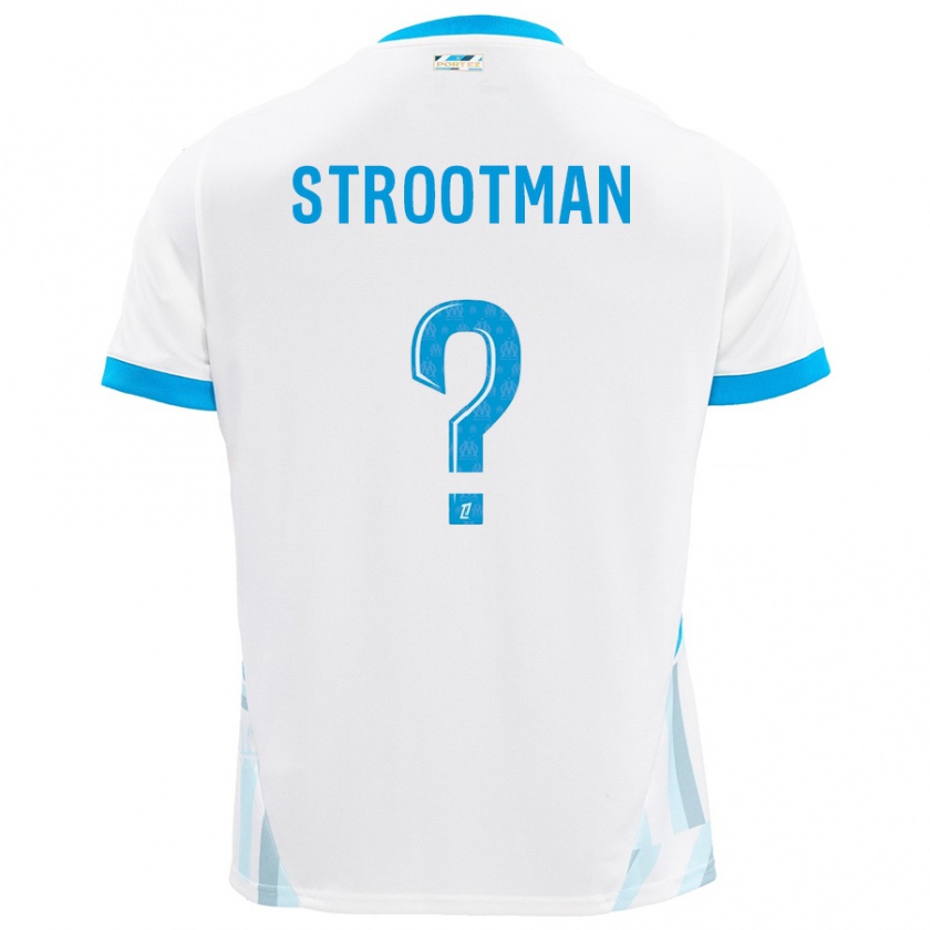 Kandiny Homme Maillot Kevin Strootman #0 Blanc Bleu Ciel Tenues Domicile 2024/25 T-Shirt