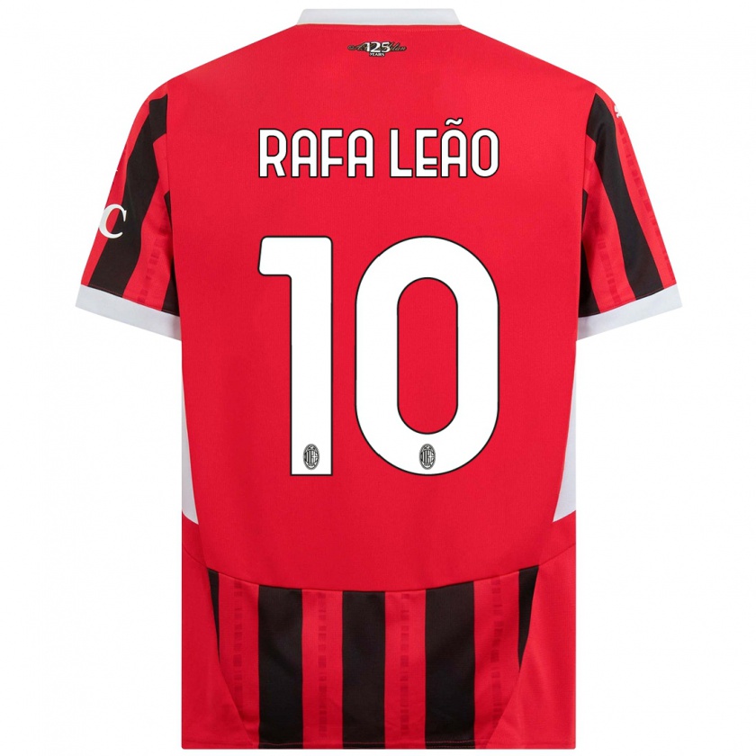 Kandiny Homme Maillot Rafael Leão #10 Rouge Noir Tenues Domicile 2024/25 T-Shirt