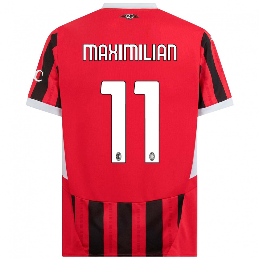 Kandiny Homme Maillot Maximilian Ibrahimović #11 Rouge Noir Tenues Domicile 2024/25 T-Shirt