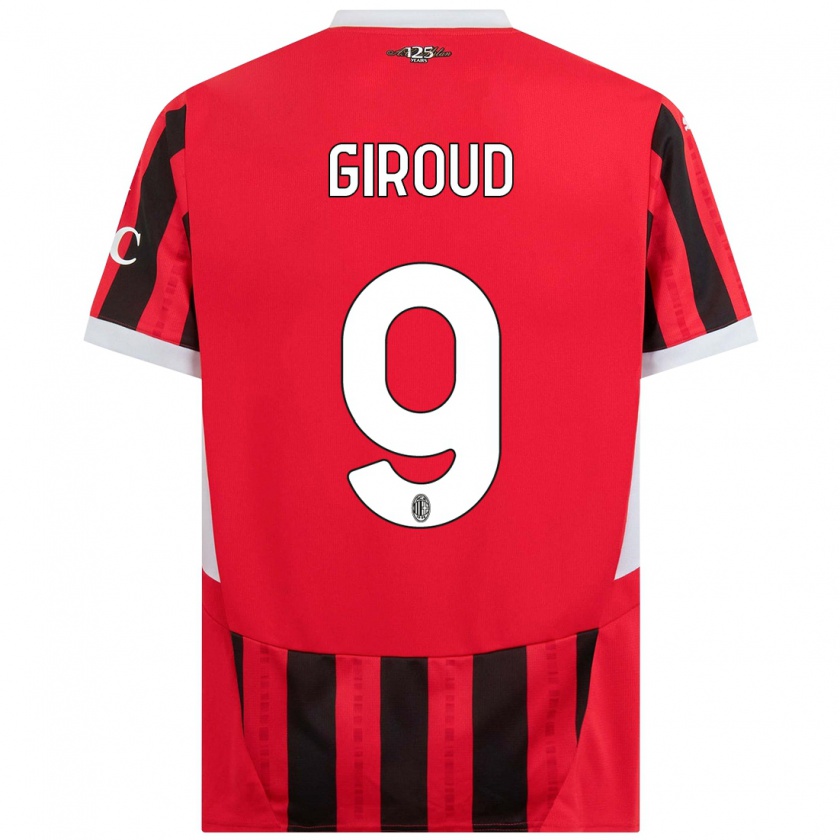 Kandiny Homme Maillot Olivier Giroud #9 Rouge Noir Tenues Domicile 2024/25 T-Shirt