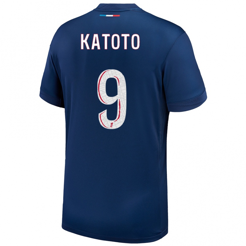 Kandiny Homme Maillot Marie-Antoinette Katoto #9 Bleu Marine Blanc Tenues Domicile 2024/25 T-Shirt