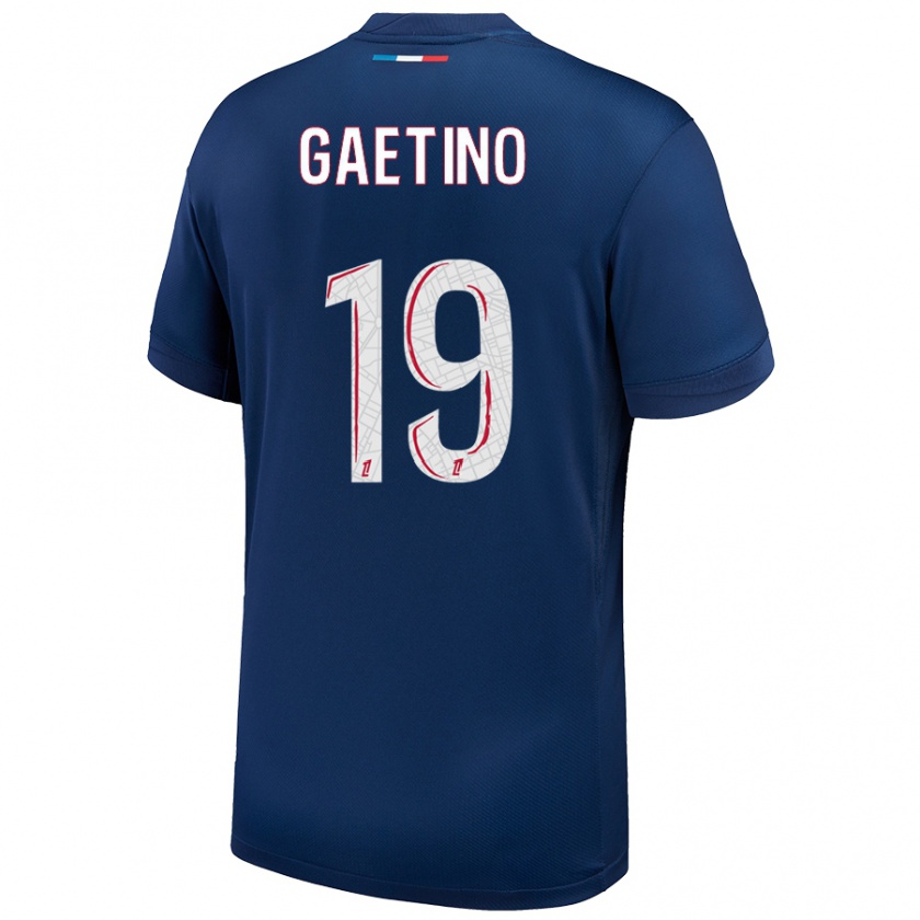 Kandiny Homme Maillot Eva Gaetino #19 Bleu Marine Blanc Tenues Domicile 2024/25 T-Shirt