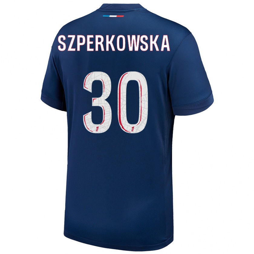 Kandiny Homme Maillot Oliwia Szperkowska #30 Bleu Marine Blanc Tenues Domicile 2024/25 T-Shirt