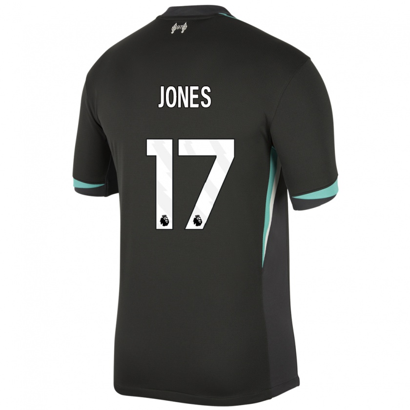 Kandiny Homme Maillot Curtis Jones #17 Noir Anthracite Blanc Tenues Extérieur 2024/25 T-Shirt