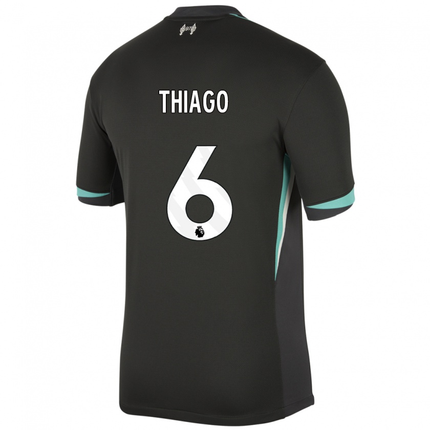 Kandiny Homme Maillot Thiago #6 Noir Anthracite Blanc Tenues Extérieur 2024/25 T-Shirt