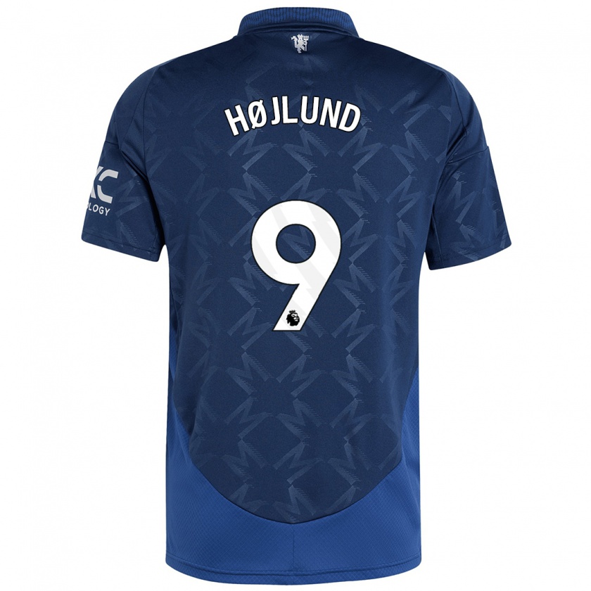 Kandiny Homme Maillot Rasmus Højlund #9 Indigo Tenues Extérieur 2024/25 T-Shirt