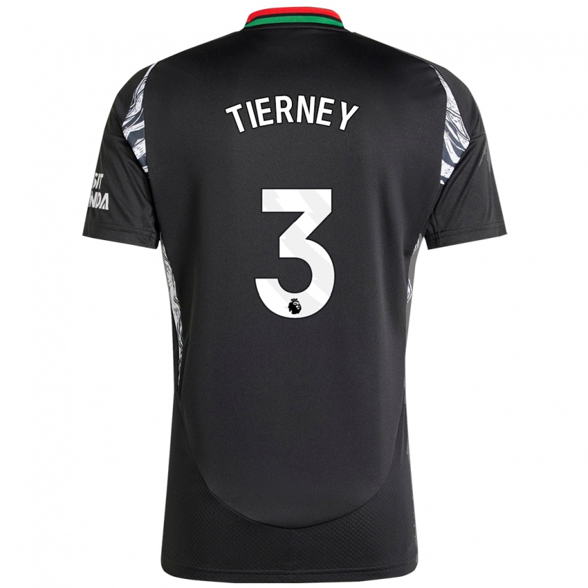 Kandiny Homme Maillot Kieran Tierney #3 Noir Tenues Extérieur 2024/25 T-Shirt