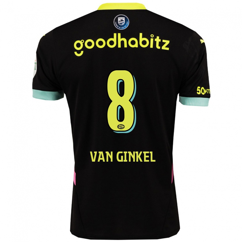 Kandiny Homme Maillot Marco Van Ginkel #8 Noir Jaune Tenues Extérieur 2024/25 T-Shirt