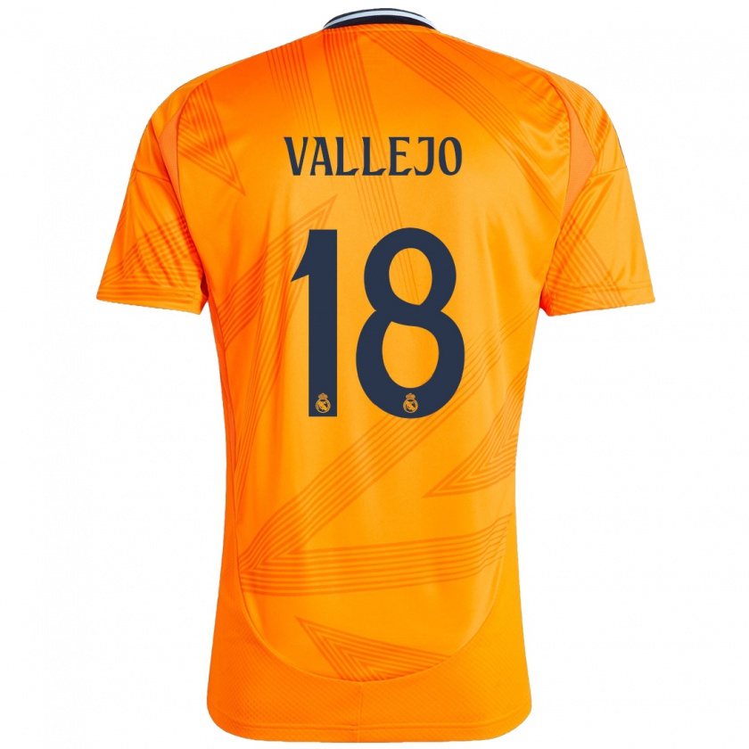 Kandiny Homme Maillot Jesús Vallejo #18 Orange Tenues Extérieur 2024/25 T-Shirt