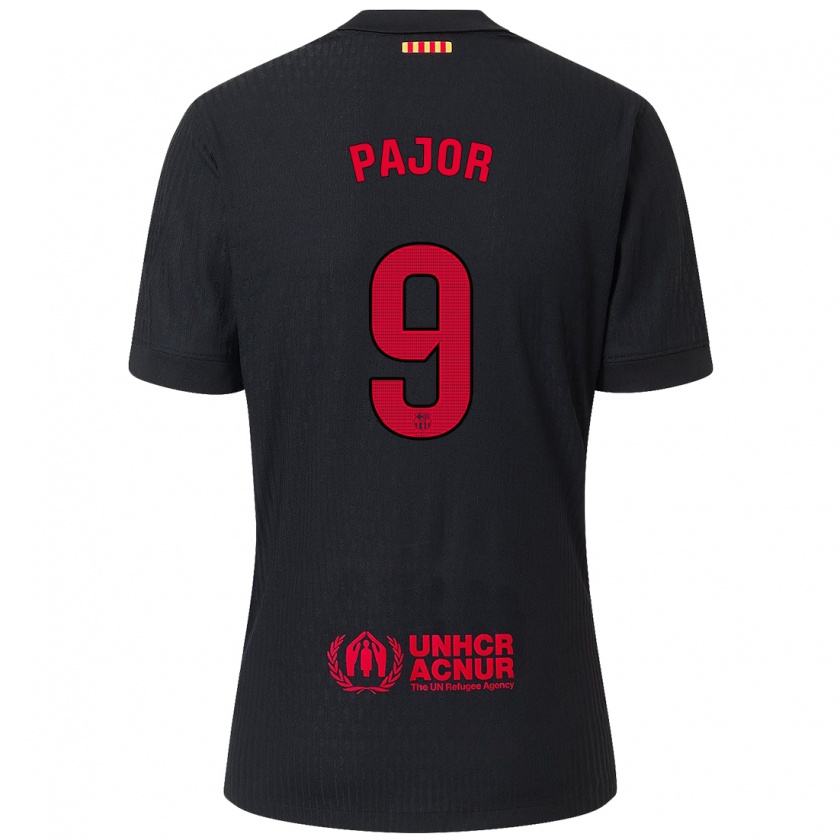 Kandiny Homme Maillot Ewa Pajor #9 Noir Rouge Tenues Extérieur 2024/25 T-Shirt