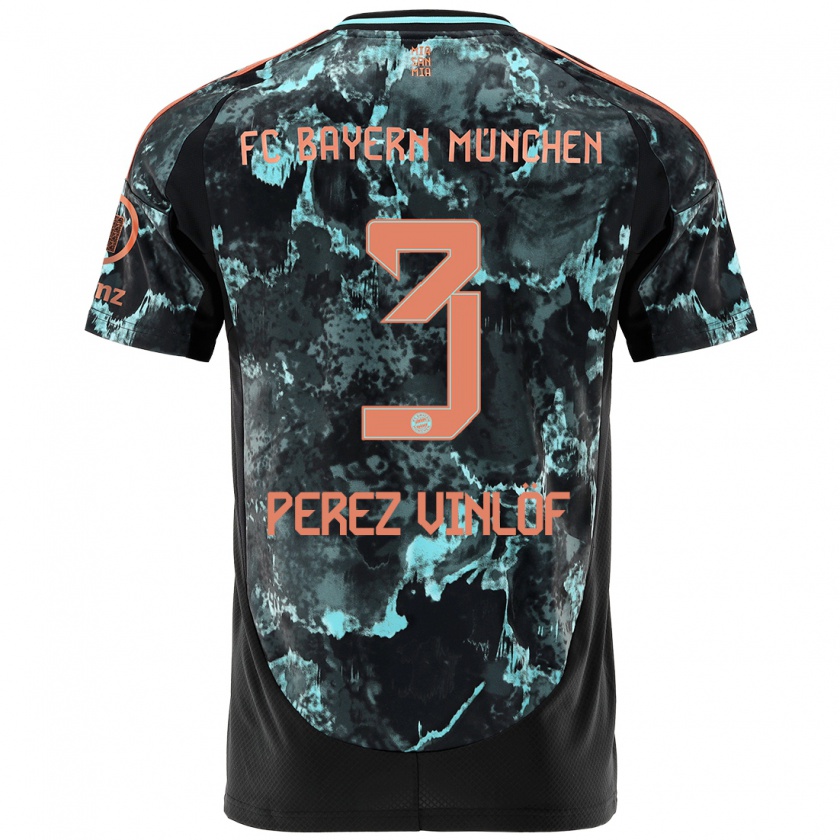 Kandiny Homme Maillot Matteo Perez Vinlöf #3 Noir Tenues Extérieur 2024/25 T-Shirt