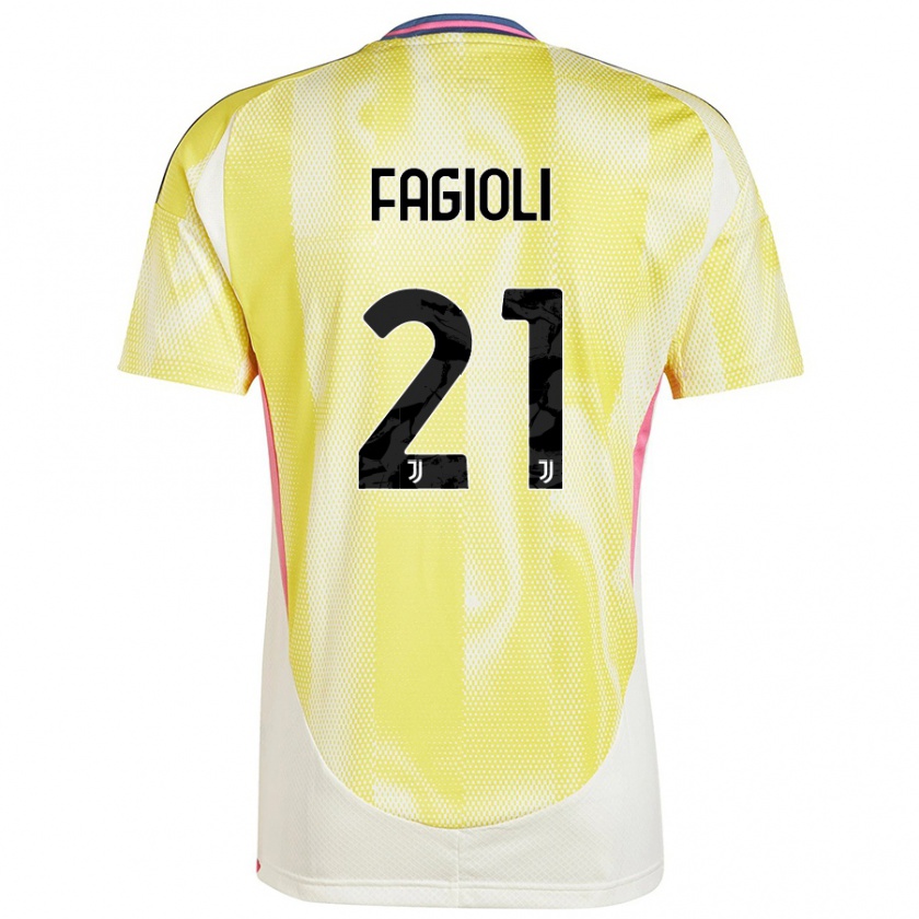 Kandiny Homme Maillot Nicolò Fagioli #21 Jaune Solaire Tenues Extérieur 2024/25 T-Shirt