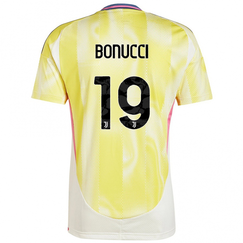 Kandiny Homme Maillot Leonardo Bonucci #19 Jaune Solaire Tenues Extérieur 2024/25 T-Shirt