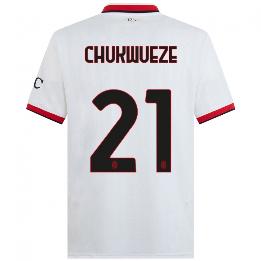 Kandiny Homme Maillot Samuel Chukwueze #21 Blanc Noir Rouge Tenues Extérieur 2024/25 T-Shirt