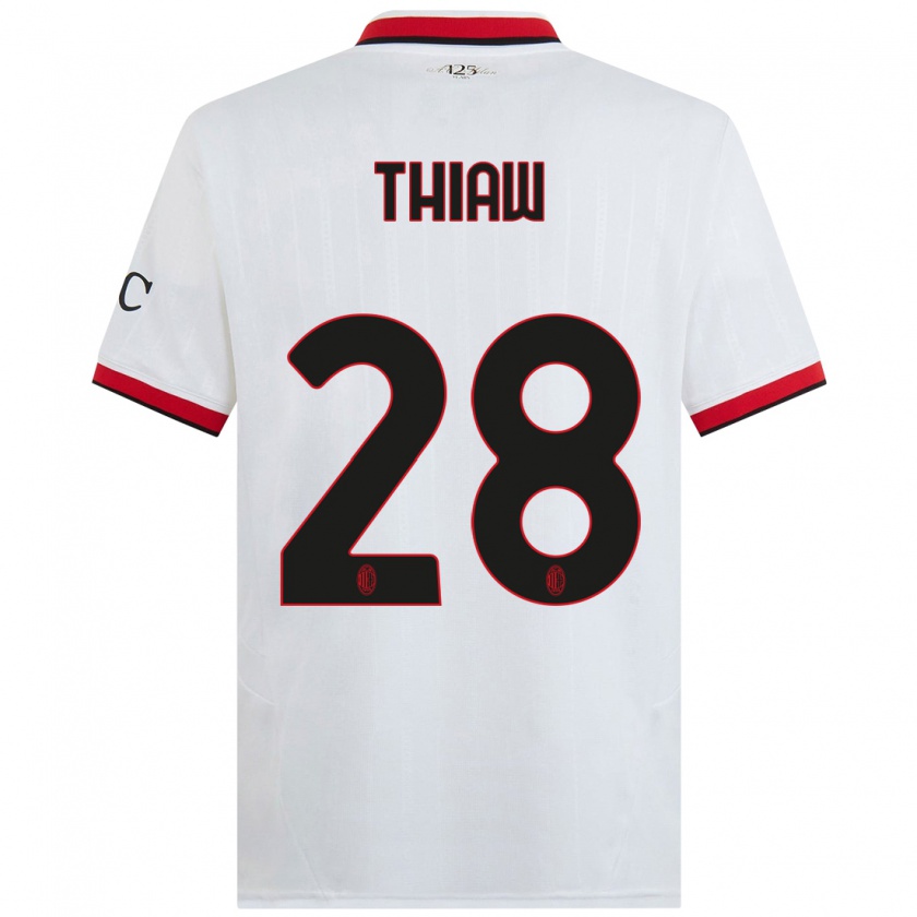 Kandiny Homme Maillot Malick Thiaw #28 Blanc Noir Rouge Tenues Extérieur 2024/25 T-Shirt