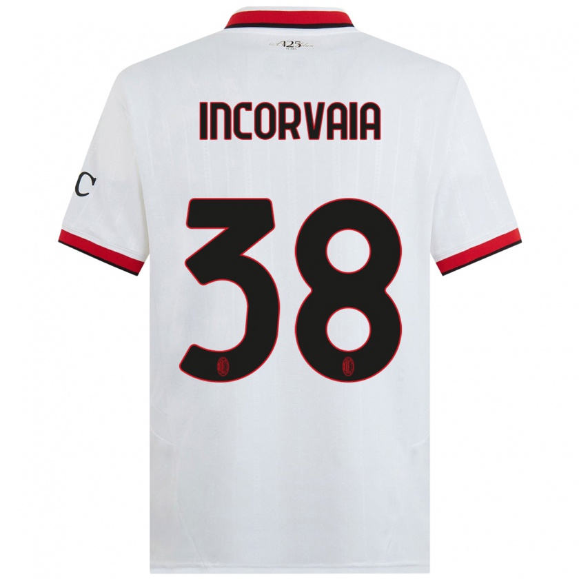 Kandiny Homme Maillot Giovanni Incorvaia #38 Blanc Noir Rouge Tenues Extérieur 2024/25 T-Shirt