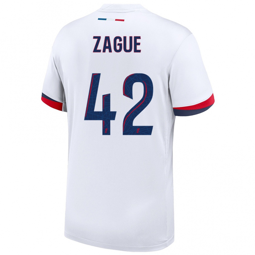 Kandiny Homme Maillot Yoram Zague #42 Blanc Bleu Rouge Tenues Extérieur 2024/25 T-Shirt