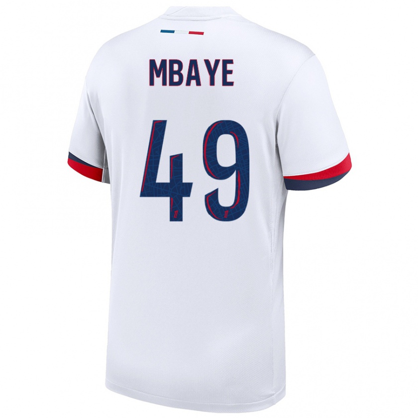 Kandiny Homme Maillot Ibrahim Mbaye #49 Blanc Bleu Rouge Tenues Extérieur 2024/25 T-Shirt