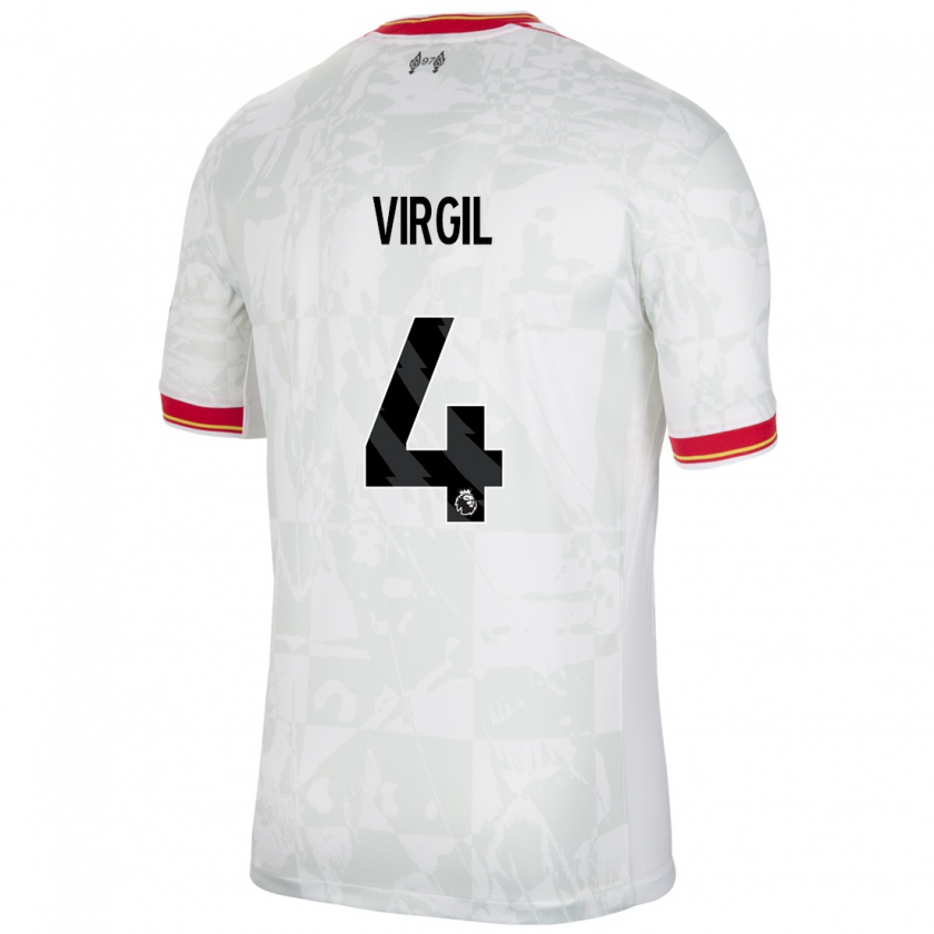 Kandiny Homme Maillot Virgil Van Dijk #4 Blanc Rouge Noir Troisieme 2024/25 T-Shirt