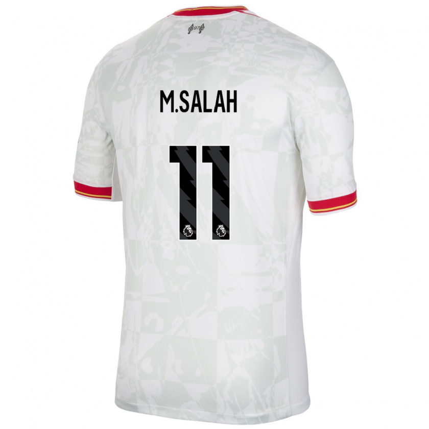 Kandiny Homme Maillot Mohamed Salah #11 Blanc Rouge Noir Troisieme 2024/25 T-Shirt