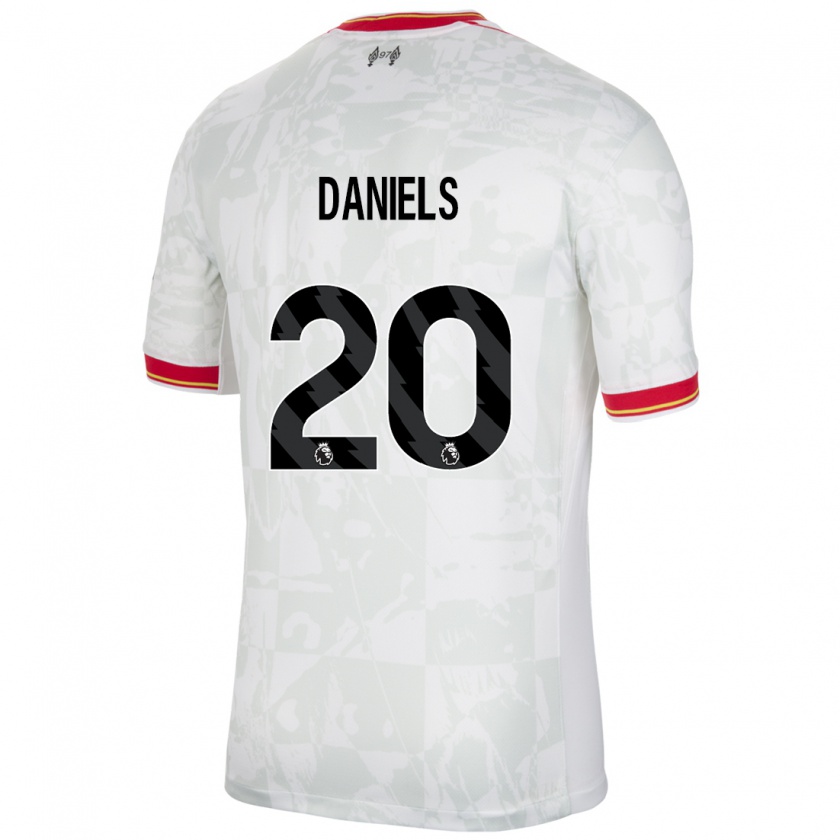 Kandiny Homme Maillot Yana Daniëls #20 Blanc Rouge Noir Troisieme 2024/25 T-Shirt