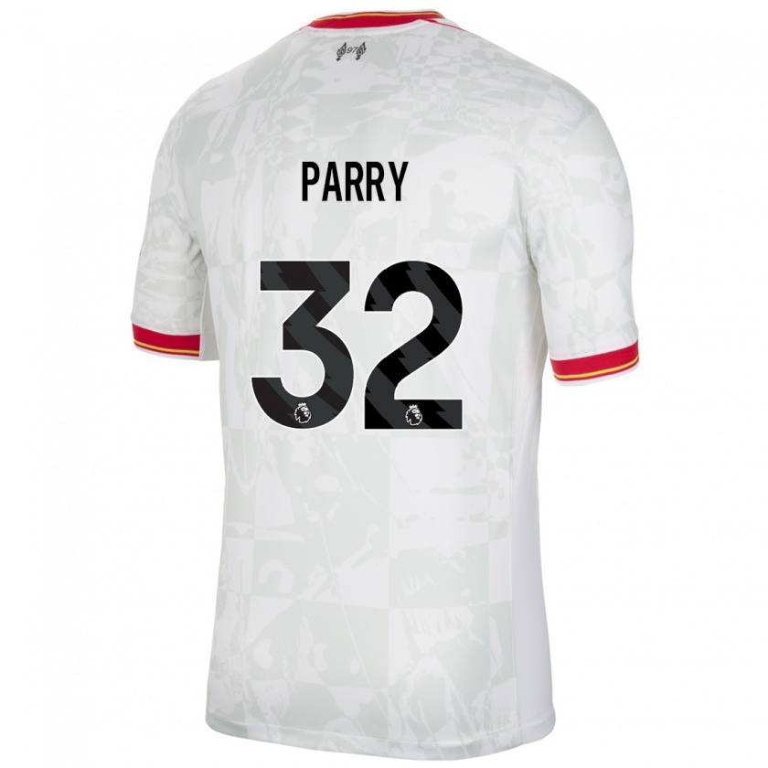 Kandiny Homme Maillot Lucy Parry #32 Blanc Rouge Noir Troisieme 2024/25 T-Shirt