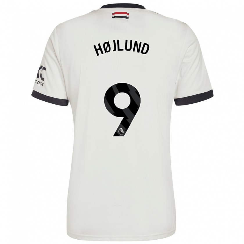 Kandiny Homme Maillot Rasmus Højlund #9 Blanc Cassé Troisieme 2024/25 T-Shirt