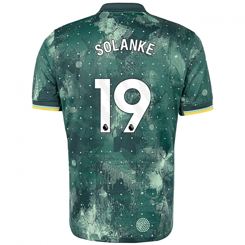 Kandiny Homme Maillot Dominic Solanke #19 Vert Menthe Troisieme 2024/25 T-Shirt