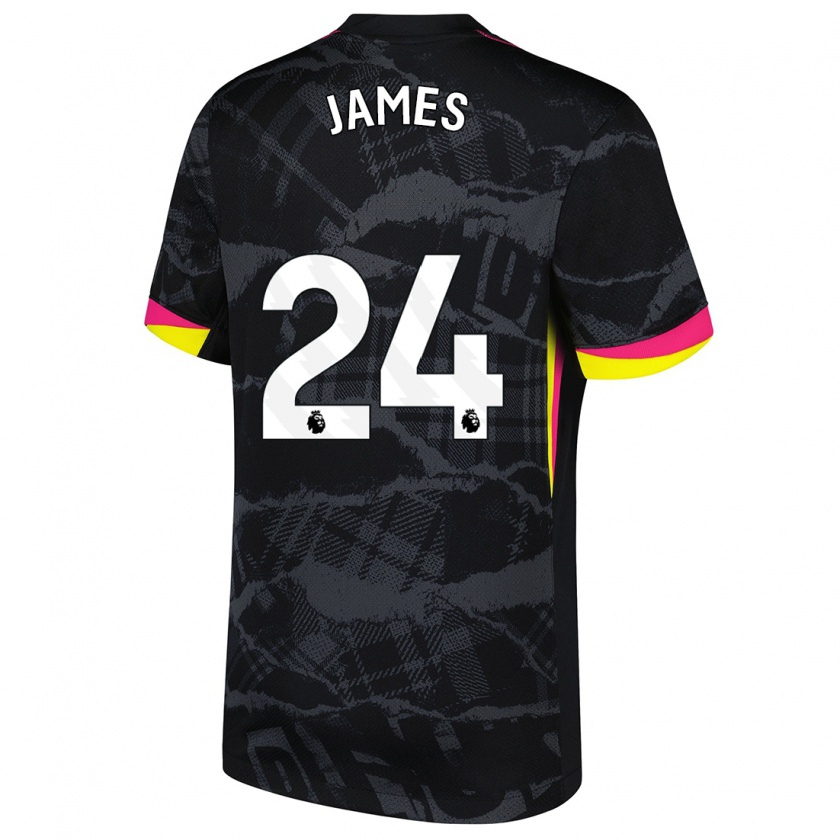 Kandiny Homme Maillot Reece James #24 Noir Rose Troisieme 2024/25 T-Shirt