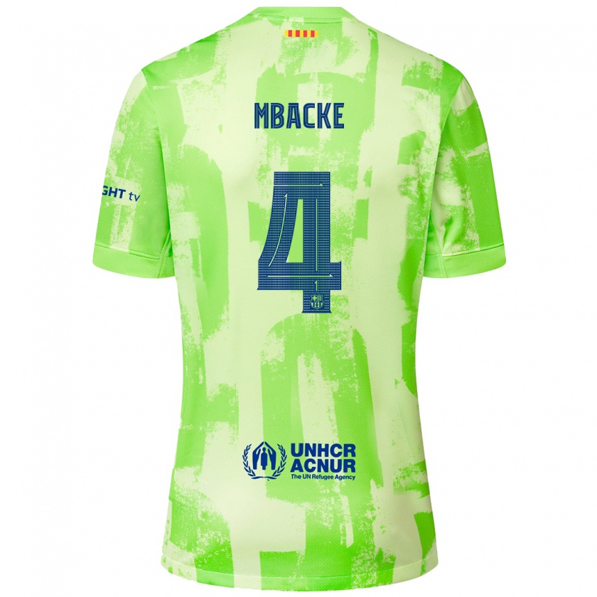 Kandiny Homme Maillot Mamadou Mbacke #4 Citron Vert Troisieme 2024/25 T-Shirt