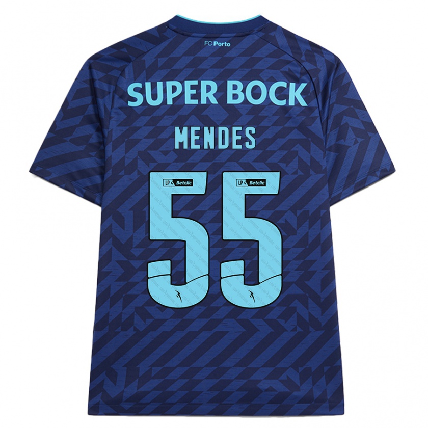 Kandiny Homme Maillot João Mendes #55 Bleu Marine Troisieme 2024/25 T-Shirt