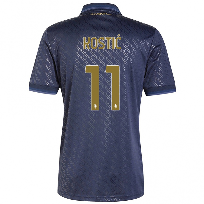 Kandiny Homme Maillot Filip Kostić #11 Bleu Marine Troisieme 2024/25 T-Shirt