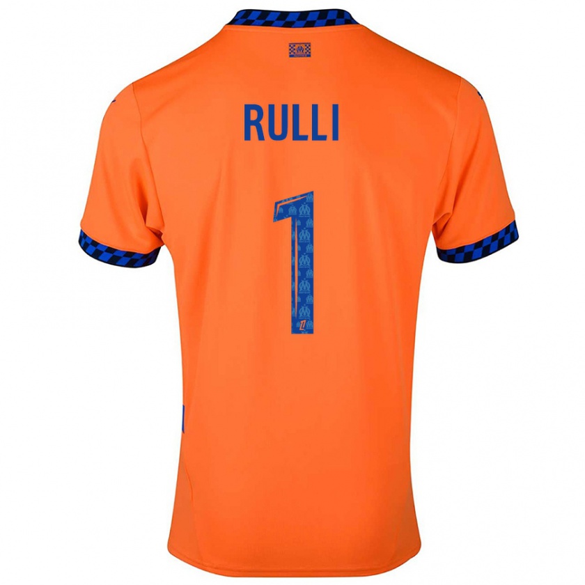 Kandiny Homme Maillot Gerónimo Rulli #1 Orange Bleu Foncé Troisieme 2024/25 T-Shirt