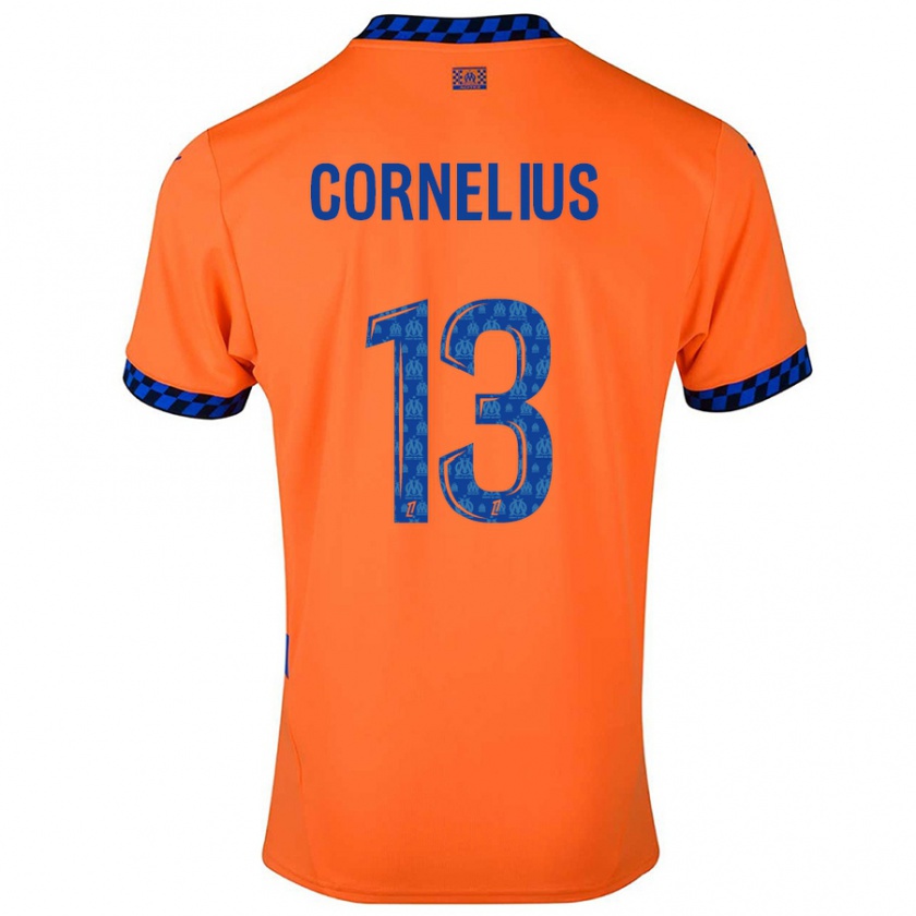 Kandiny Homme Maillot Derek Cornelius #13 Orange Bleu Foncé Troisieme 2024/25 T-Shirt