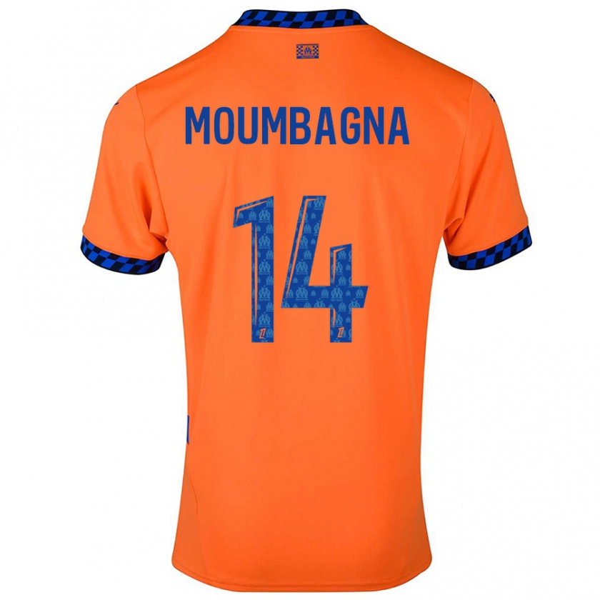 Kandiny Homme Maillot Faris Moumbagna #14 Orange Bleu Foncé Troisieme 2024/25 T-Shirt