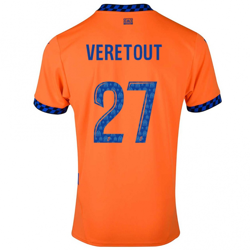 Kandiny Homme Maillot Jordan Veretout #27 Orange Bleu Foncé Troisieme 2024/25 T-Shirt