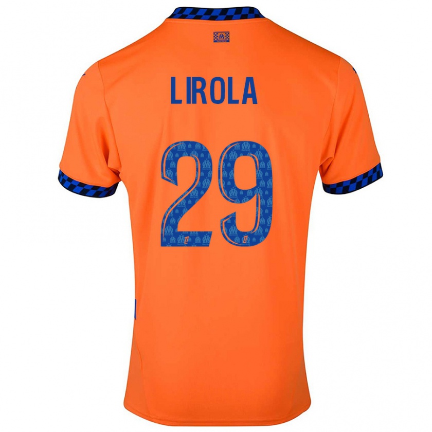 Kandiny Homme Maillot Pol Lirola #29 Orange Bleu Foncé Troisieme 2024/25 T-Shirt