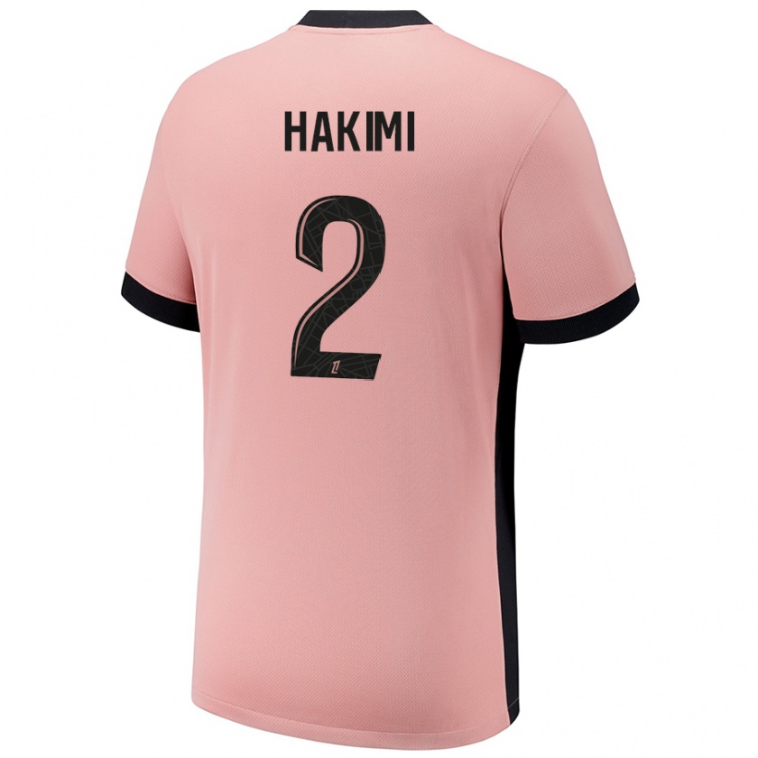 Kandiny Homme Maillot Achraf Hakimi #2 Rouille Rose Troisieme 2024/25 T-Shirt