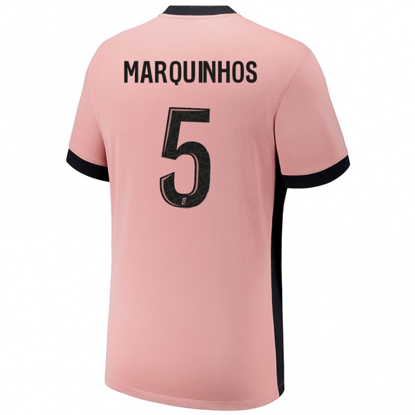 Kandiny Homme Maillot Marquinhos #5 Rouille Rose Troisieme 2024/25 T-Shirt