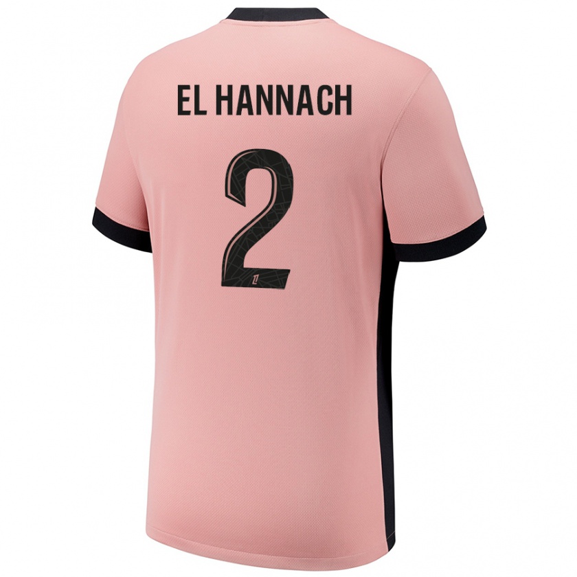 Kandiny Homme Maillot Naoufel El Hannach #2 Rouille Rose Troisieme 2024/25 T-Shirt