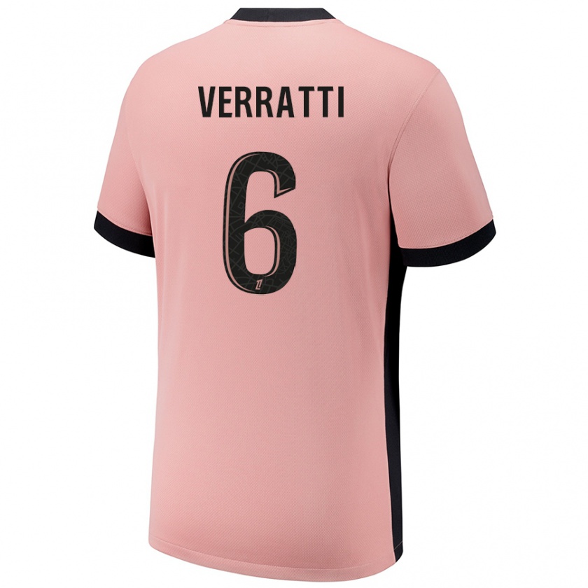 Kandiny Homme Maillot Marco Verratti #6 Rouille Rose Troisieme 2024/25 T-Shirt