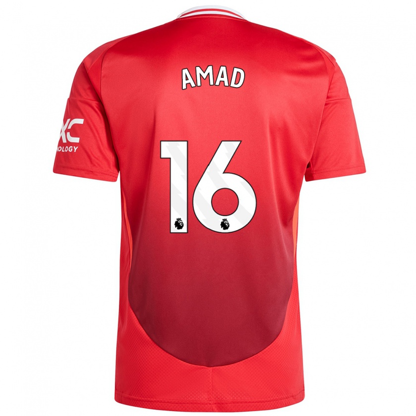 Kandiny Femme Maillot Amad Diallo #16 Rouge Vif Tenues Domicile 2024/25 T-Shirt