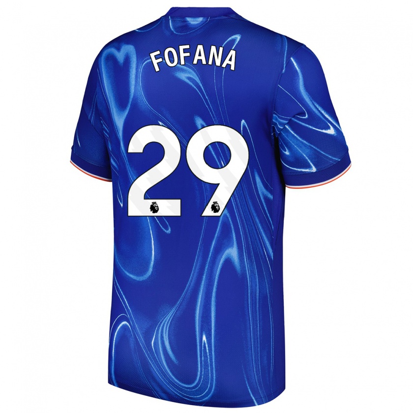 Kandiny Femme Maillot Wesley Fofana #29 Bleu Blanc Tenues Domicile 2024/25 T-Shirt