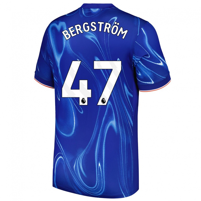 Kandiny Femme Maillot Lucas Bergström #47 Bleu Blanc Tenues Domicile 2024/25 T-Shirt