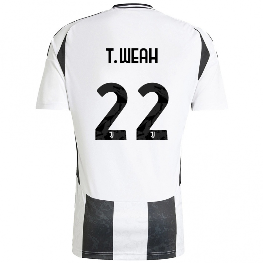 Kandiny Femme Maillot Timothy Weah #22 Blanc Noir Tenues Domicile 2024/25 T-Shirt